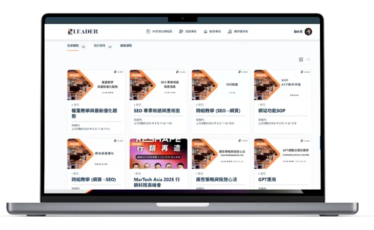 LIMITLESS企業內訓平臺 - 線上課程平臺架設的最佳選擇 - 客製化解決方案,引領內部培訓 1 course